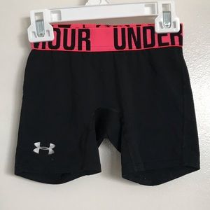 Under Armor black and pink girls spandex shorts